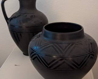 Black Native American art pottery