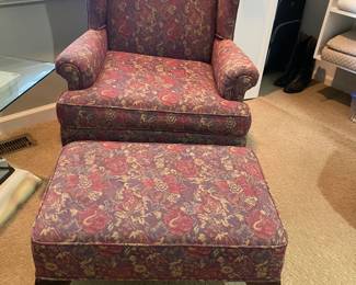 Wing Back Chair and Ottoman 30" W x 28" D x 39" H, ottoman 25.5" W x 17.5" D x 16" H $300