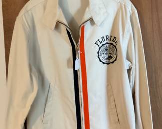 VINTAGE CHAMPION BRAND “UNIVERSITY OF FLORIDA” RACING JACKET 1950’S/1960’S COTTON STRIPED TALON ZIP