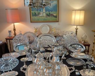 MISC. CRYSTAL AND SILVER PLATE