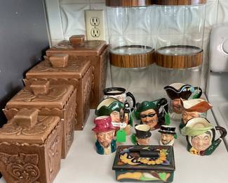 VINTAGE CANISTERS AND TOBY JUGS