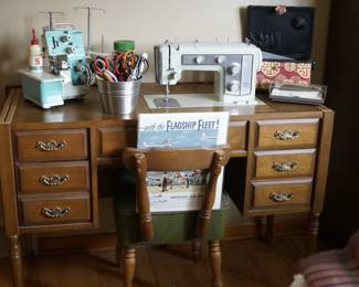 Baby Lock serger, sewing machine desk