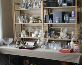 Large selection of Waterford crystal patterns are Heritage Coralee, Southbridge , Graham. Eastbridge, Tidmore, Longaberger baskets, Lladro's, Rogaska