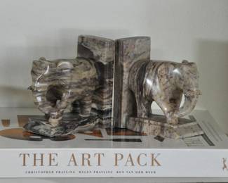 Attractive marble bookends along with "The Art Pack" book, a very interesting and useful book.