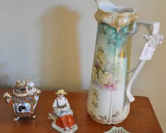 Satsuma, large floral pitcher (unmarked), Japan figurine