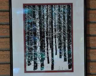 Original artwork signed, notice Cardinal in the tree.