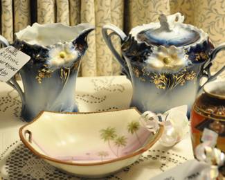 Unmarked R.S. Prussia Creamer and Sugar, Nippon bowl