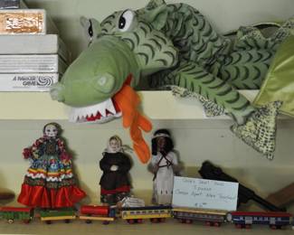 Ikea dragon with games and vintage items