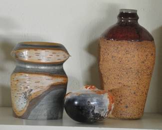 Studio Pottery and a interesting wood vase