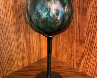 Italian Empoli Long Stem Teal Blue Goblet Vase