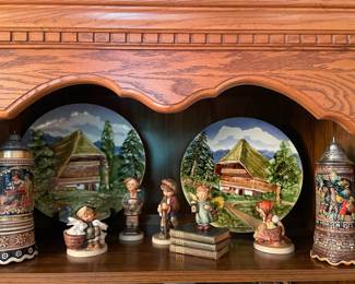 Goebel Hummel "Playmates" Figurine - 58/0, Goebel Hummel "Brother" Figurine - 95, Goebel Hummel "On a Secret Path" Figurine - 386, Goebel Hummel "Good Night Angel" Figurine - 21/0, Goebel Hummel "Chick Girl" Figurine - 417