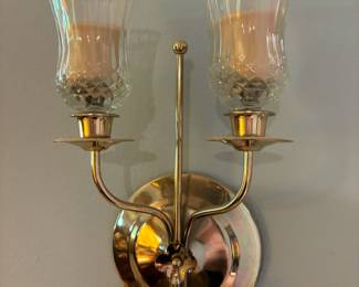 Pair of  Two Arm Brass Wall Sconce Candle Holders