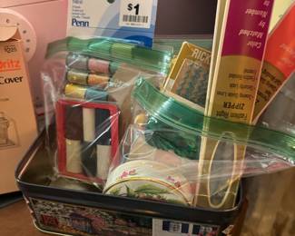 Assortment of Sewing Supplies - Thread, Scissors, Patterns, Needles