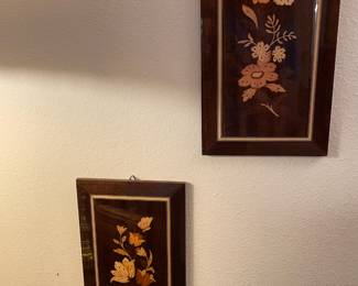 Italian Floral Inlaid Wood Wall Art
