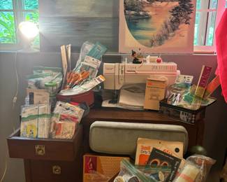 Assortment of Sewing Supplies - Thread, Scissors, Patterns, Needles