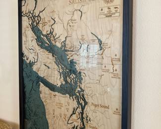Salish Sea Washington 3D Wood Map