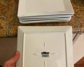 Set of 7 Macy’s Cellar White Ware Square Appetizer Plates
