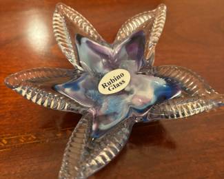 Rubino Glass Art Glass Star Trinket Dish
