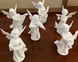 6 Kunstporzellan Germany Porcelain Angel Figurines