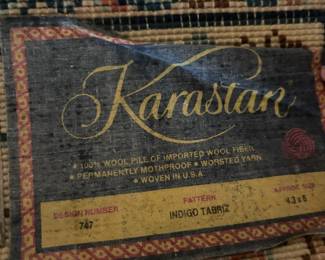 Karastan 100% Wool Pile Indigo Tabriz Rug - 4.3 x 6
