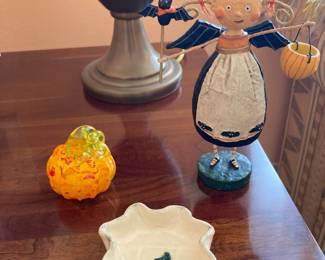 Batty Betty Figurine By Lori Mitchell, Blown Glass Mini Pumpkin Figurine