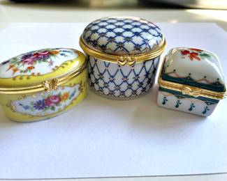 Assortment of French Porcelain Limoges Trinket Boxes