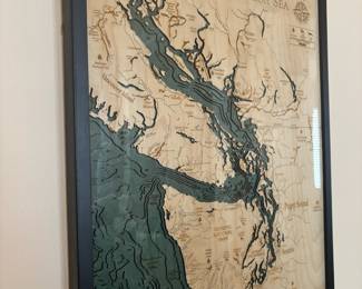 Salish Sea Washington 3D Wood Map
