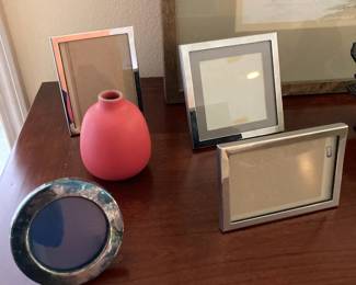 Heath Ceramics Red Bud Vase, Assortment of Picture Frames