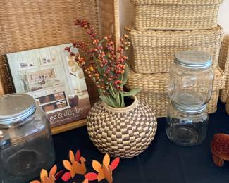 Two Tone Woven Basket Vase