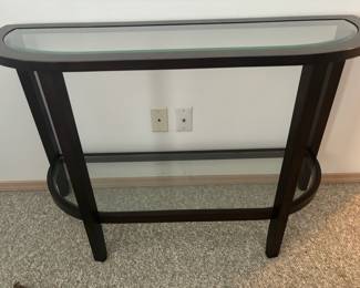 Half Moon Black Console Table with Glass Top