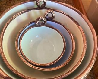 Set of 4 Jeremie Ceramic Nesting Bowls with Loop Handles