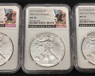 (3) 2017 SILVER AMERICAN EAGLES, 