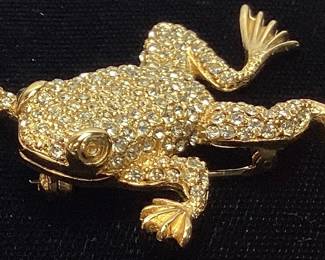 CHRISTIAN DIOR RHINESTONE FROG BROOCH