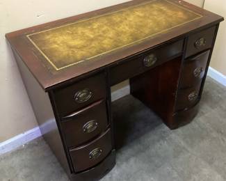 VTG. REGENCY STYLE DESK w LEATHER INLAID