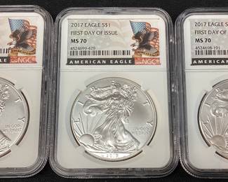 (3) 2017 SILVER AMERICAN EAGLES