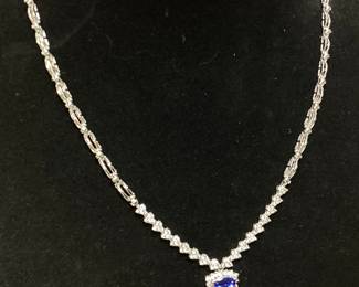 14KT WHITE GOLD w 2.7ct TANZANITE & 1.5ct DIAMONDS, 21.5 GRAMS, COMES WITH APPRAISAL