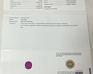 18KT WHITE & YELLOW GOLD KASHMIR SAPPHIRE & DIAMOND RING, SIZE 6.75, G.I.A. CERTIFIED EXTREMELY RARE UNHEATED KASHMIR SAPPHIRE, 1.04cts SAPPHIRE, 0.45cts DIAMONDS, 3.9g TOTAL WEIGHT, GGA APPRAISAL $14,760.00