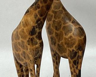 WOOD CARVED GIRAFFE PAIR, 12