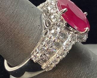 PLATINUM RUBY & DIAMOND RING, SIZE 7.5, 4.62cts RUBY, 2.13cts DIAMONDS, 11.8g TOTAL WEIGHT, GGA APPRAISAL $29,760.00,