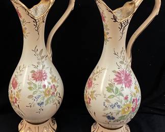 HAND DECORATED EWERS, 13 H