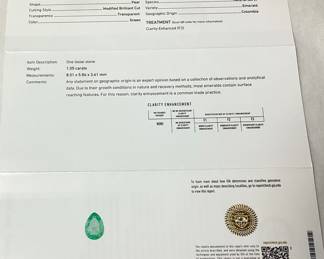 PLATINUM COLOMBIAN EMERALD & DIAMOND RING, SIZE 7, 1.05cts EMERALD, 0.38cts DIAMONDS, 8.1g TOTAL WEIGHT

AIGL APPRAISAL $12,268.00,