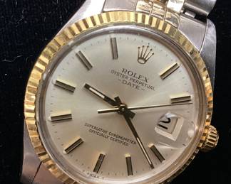 1981 ROLEX DATE 34mm 14KT GOLD & STAINLESS MEN’S AUTOMATIC WATCH, MODEL 15000, MOVEMENT CALIBER 3035, FLUTED BEZEL, GOLD & STAINLESS JUBILEE BRACELET, RECENTLY SERVICED.