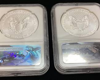 (2) 2017 SILVER AMERICAN EAGLES, MS70, 1st DAY STRIKE