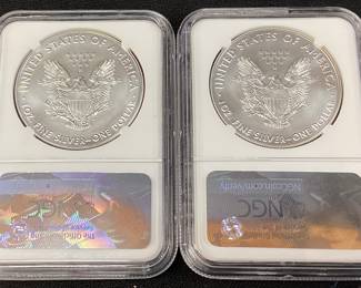 (2) 2017 SILVER AMERICAN EAGLES,