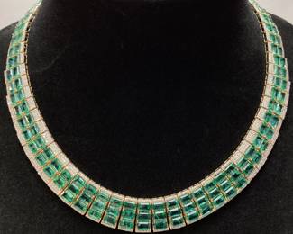 18KT YELLOW GOLD EMERALD & DIAMOND NECKLACE, 16.5’’ L 73.32cts EMERALDS, 6.29cts DIAMONDS, 58.9g TOTAL WEIGHT
AIGL APPRAISAL $160,863.00,
