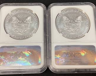 (2) 2017 SILVER AMERICAN EAGLES,