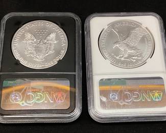 (2) SILVER AMERICAN EAGLES, 2022 MS70 & 2020 MS70