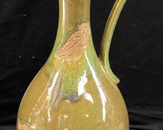 19’’ OLIVE GREEN POTTERY PITCHER VASE