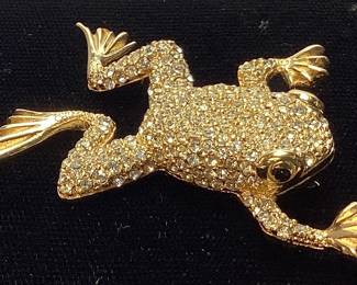 CHRISTIAN DIOR RHINESTONE FROG BROOCH