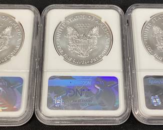 (3) 2017 SILVER AMERICAN EAGLES,